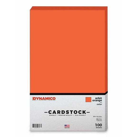 Orbit Orange 8.5 x 14" Cardstock Paper - Legal/Menu Size - for Cards and Stationery Printing | Medium weight 65 LB (175 gsm) Cover Card Stock | 100 Sheets Per Pack