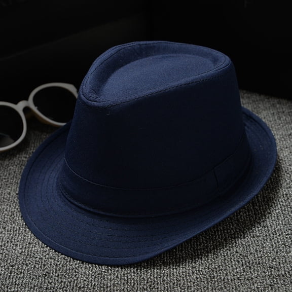 Unisex British Style Jazz Sun Hat for Men and Women Classic Solid Design Breathable Outdoor Headwear, Navy
