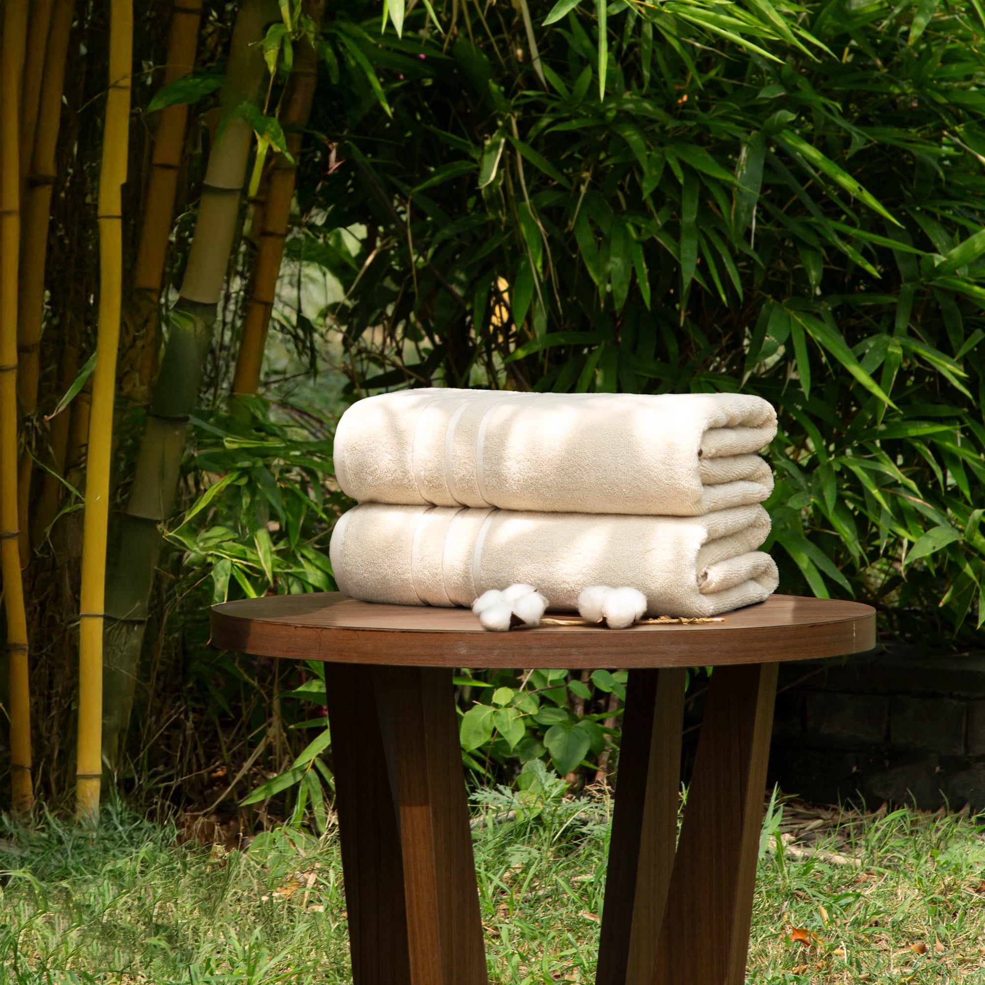 Everyday Home by Trident Eco Twist 2 Piece Bath Towel Set, Cotton and Viscose from Bamboo Towel, Plush, Absorbent, Bathroom Towels, Lamb's Wool