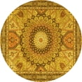 thumbnail image 1 of Ahgly Company Machine Washable Indoor Round Medallion Yellow Traditional Area Rugs, 4' Round, 1 of 4