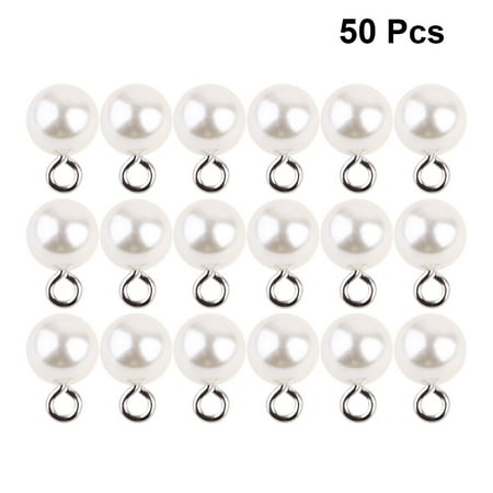 

Simulated Pearl Pendant 50pcs Simulated Pearl Pendant Eye Bolts Half Hole DIY Jewelry Accessory for Earring Necklace Making (White 1x1cm)