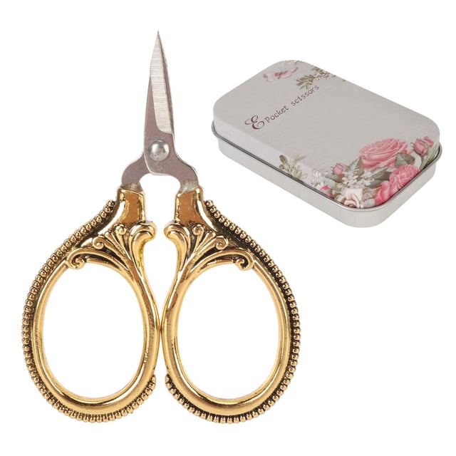 Retro Pocket Scissors Stainless Steel Handicraft DIY Embroidery Sewing Thread Mini Scissors Vintage Gold