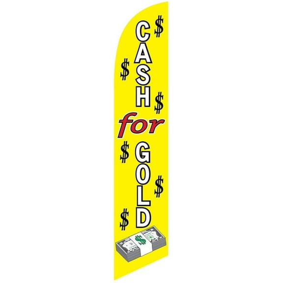 Cash for Gold Feather Banner Swooper Flag -No Wind Required- Replacement FLAG ONLY