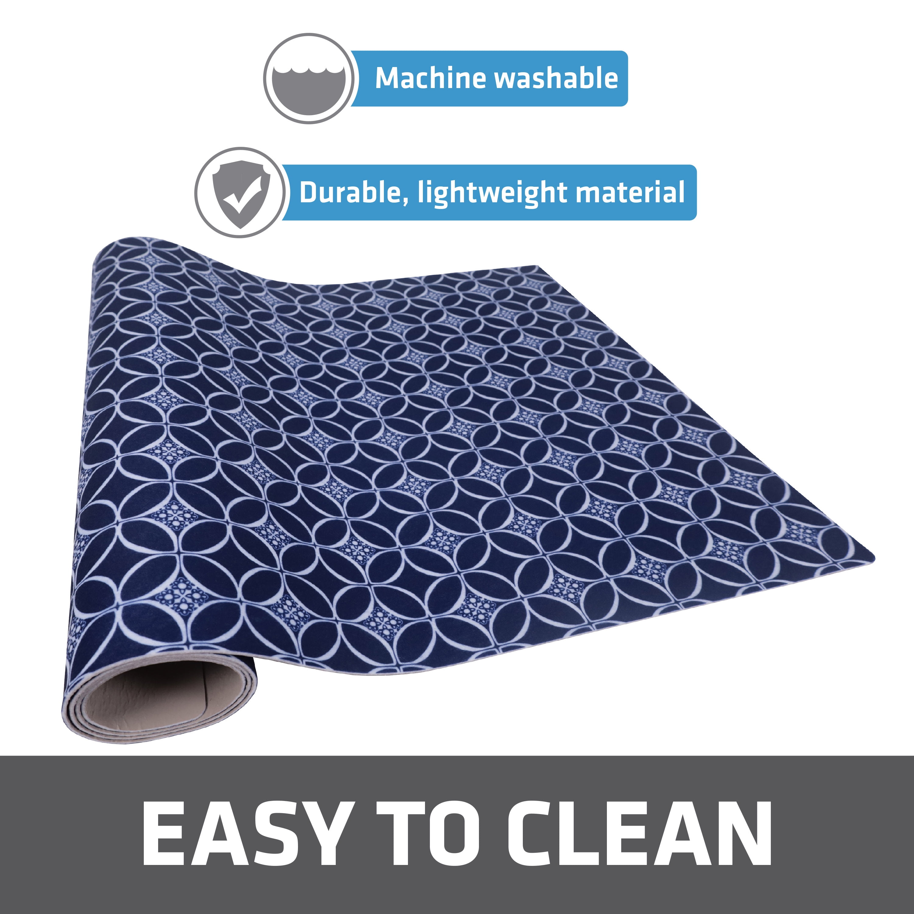 Drymate XL Under Sink Mat, Waterproof Cabinet Protection Mats for Kitchen & Bathroom, Absorbent Shelf Liners, Slip-Resistant, Non-Adhesive, Machine Washable, Durable (USA Made)(24”x59”)(Indigo)