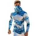thumbnail image 2 of VBVC Men's Wave Print UPF 50+ Sun Protection Hoodie,Full Face Cover Quick Dry Fishing Shirt For Men,UV Block Long Sleeve Rash Guard for Beach Hiking,Blue,S-3XL, 2 of 3