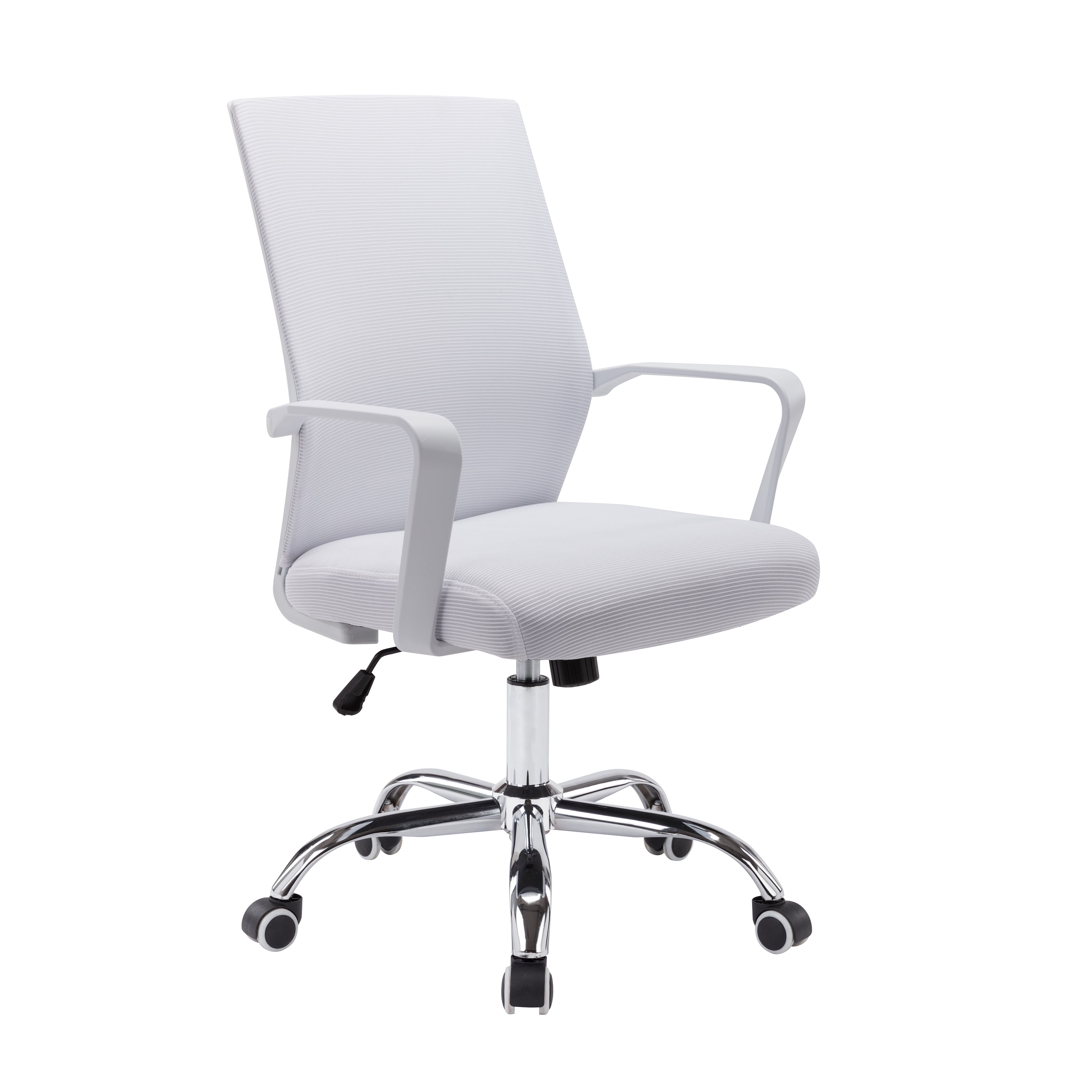 REBOXED Quality Cushioned Computer Desk Office Chair Chrome Legs Swivel in White