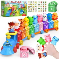 QIAHO Montessori Toys for Toddlers, Counting, Matching, Sorting Preschool  Learning Toy Farm Animal Train Set including 9 Barns,10 Finger Puppets and 2 Stickers Birthday Gift for Baby Boys Girls