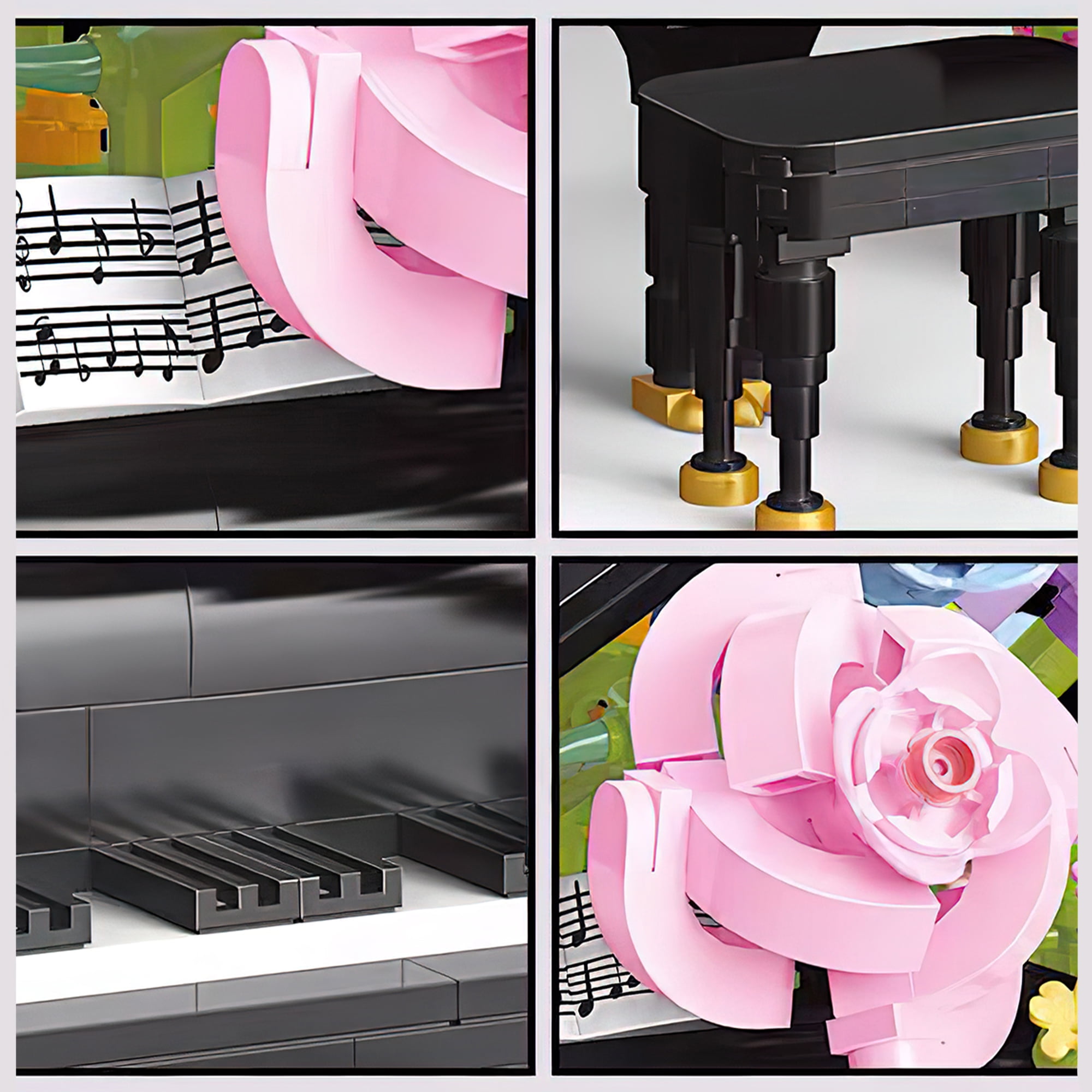 MACTANO Piano Building Block Set Piano Flower Building Brick Plastic Toy Gift for Adult Kid 841PCS