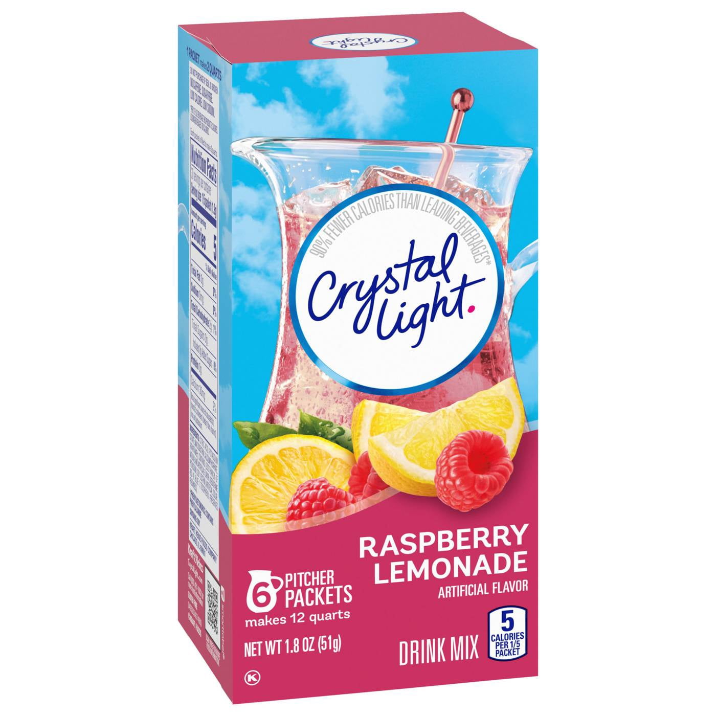 Crystal Light Raspberry Lemonade Drink Mix, 6 ct, 1.8 oz, Pack of 4