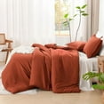 thumbnail image 5 of Boho Comforter Full Size Set Burnt Orange, 3 Pieces Fall Solid Terracotta Lightweight Bedding Comforter Set, Rust Fluffy Winter Quilted Blanket Set (79x90In Comforter & 2 Pillowcases), 5 of 7