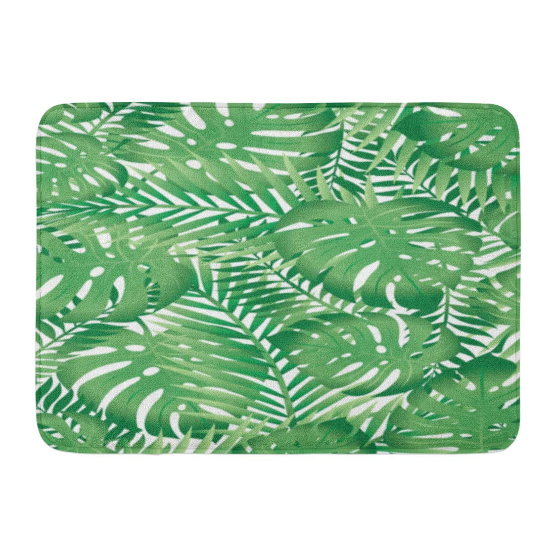 YUSDECOR Fern Green Leaf Tropical Leaves Palm Foliage Rug Doormat Bath