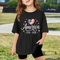 thumbnail image 2 of Tfken Girls Tees For Summer Print Short Sleeve Crew Neck Tops For Independence Day Fashion Kids Comfortable Shirts Black Size 3-4 Years, 2 of 4