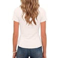 thumbnail image 5 of BLTIBY Girls Cap Sleeve Shirts Crew Neck Cute Summer Ruffle Hem Tops Loose Casual Short Sleeve Tees Soft Kids Clothes White 5-6 Years, 5 of 9