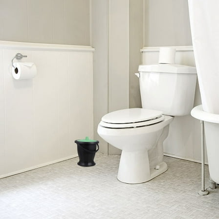 HOOWIFFY Portable Black Plastic Commode Bucket with Lid for Women, and Lightweight 1 Piece