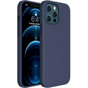 Miracase Compatible with iPhone 12 Pro Max ,6.7 inch [Soft Anti-Scratch Microfiber Lining], Liquid Silicone Case Gel Rubber Full Body Protection Shockproof Drop Protection(Navy Blue)