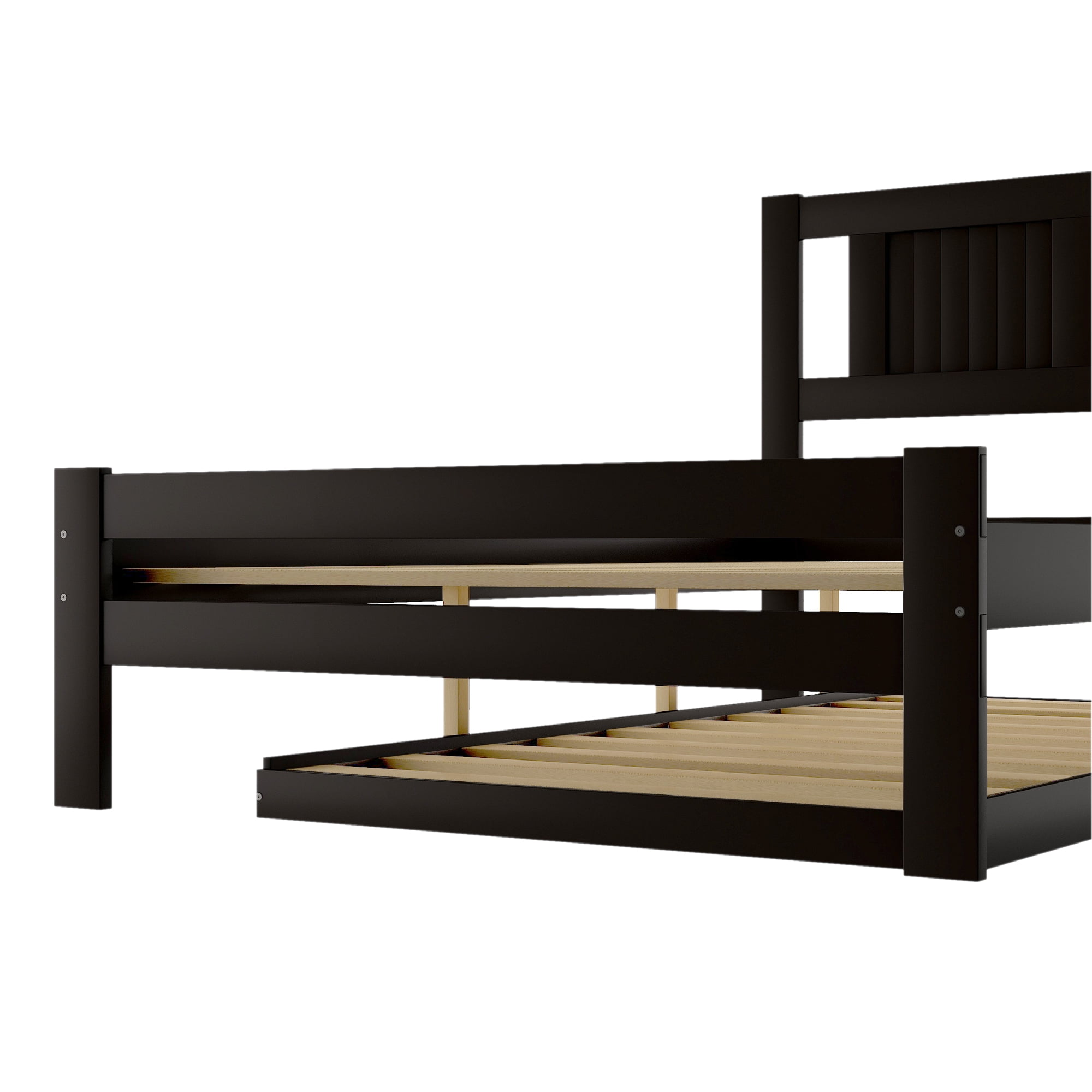 Euroco Pine Wood Space-Saving Platform Bed, Full for Kids Bedroom, Brown