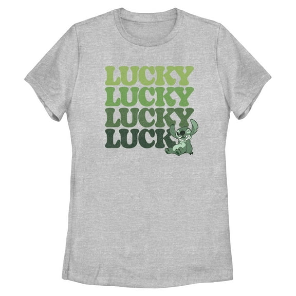 Womens Lilo & Stitch St. Patrick's Day Stitch Lucky Stack T Shirt