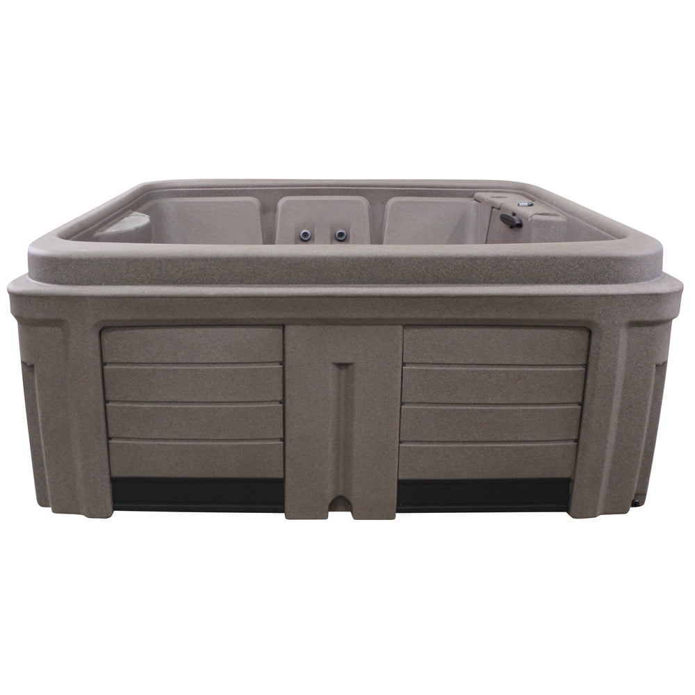 Origin 5‑Person 30‑Jet Lounger Plug & Play Hot Tub – 120V/240V, Stainless Steel Heater, Ozone System, Waterfall & LED Lighting (Mocha)