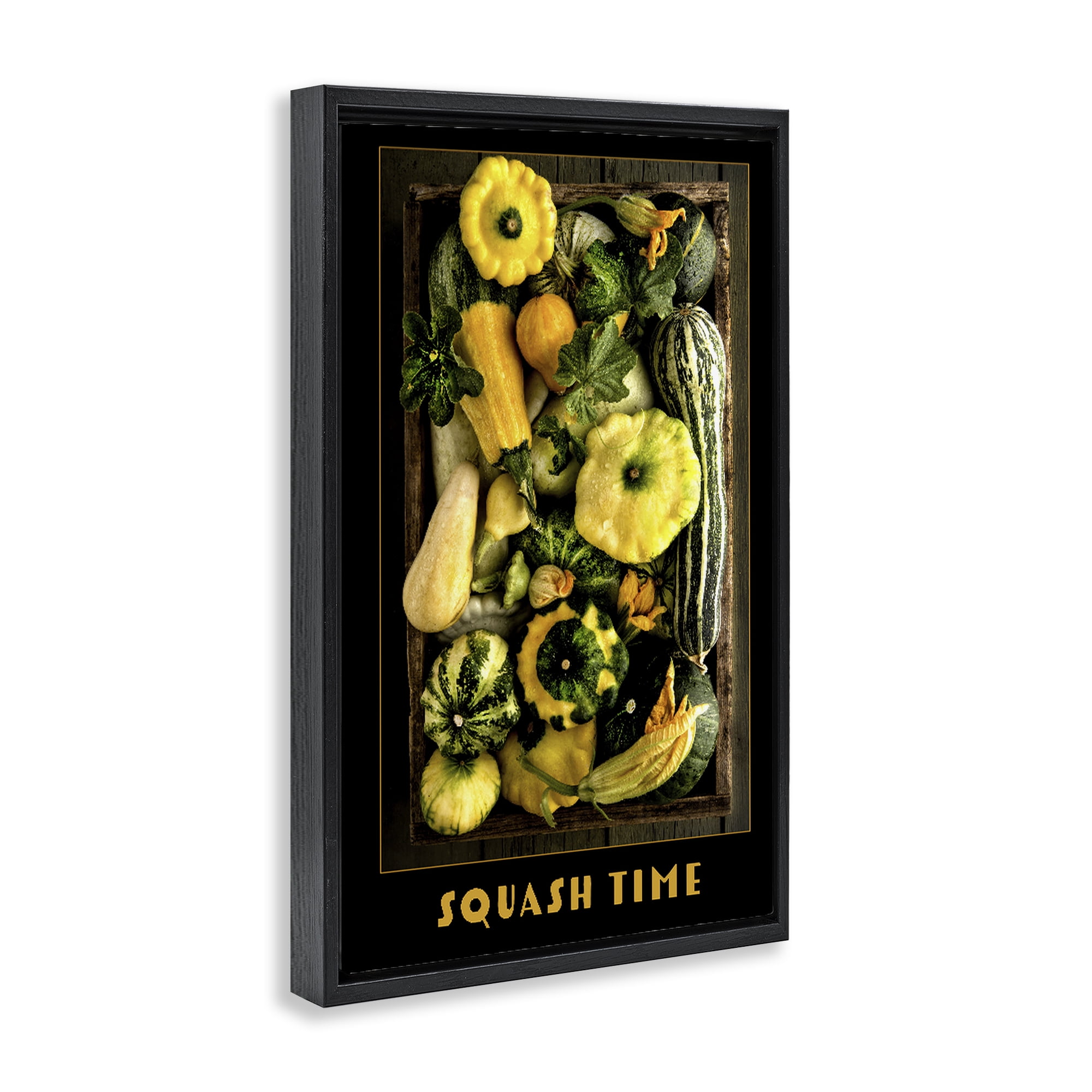 Stupell Industries Squash Time Vibrant Vegetables Black Framed Floater Canvas Wall Art, design by Carl Kravats