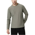 thumbnail image 2 of Jinhomg Mens Lightweight Athletic Shirts Big and Tall Comfy Long Sleeve Workout Tops Loose Fit Casual Solid Running Sport T-Shirts Quick Dry Sportswear Limited Time Deals of The Day Green L, 2 of 5