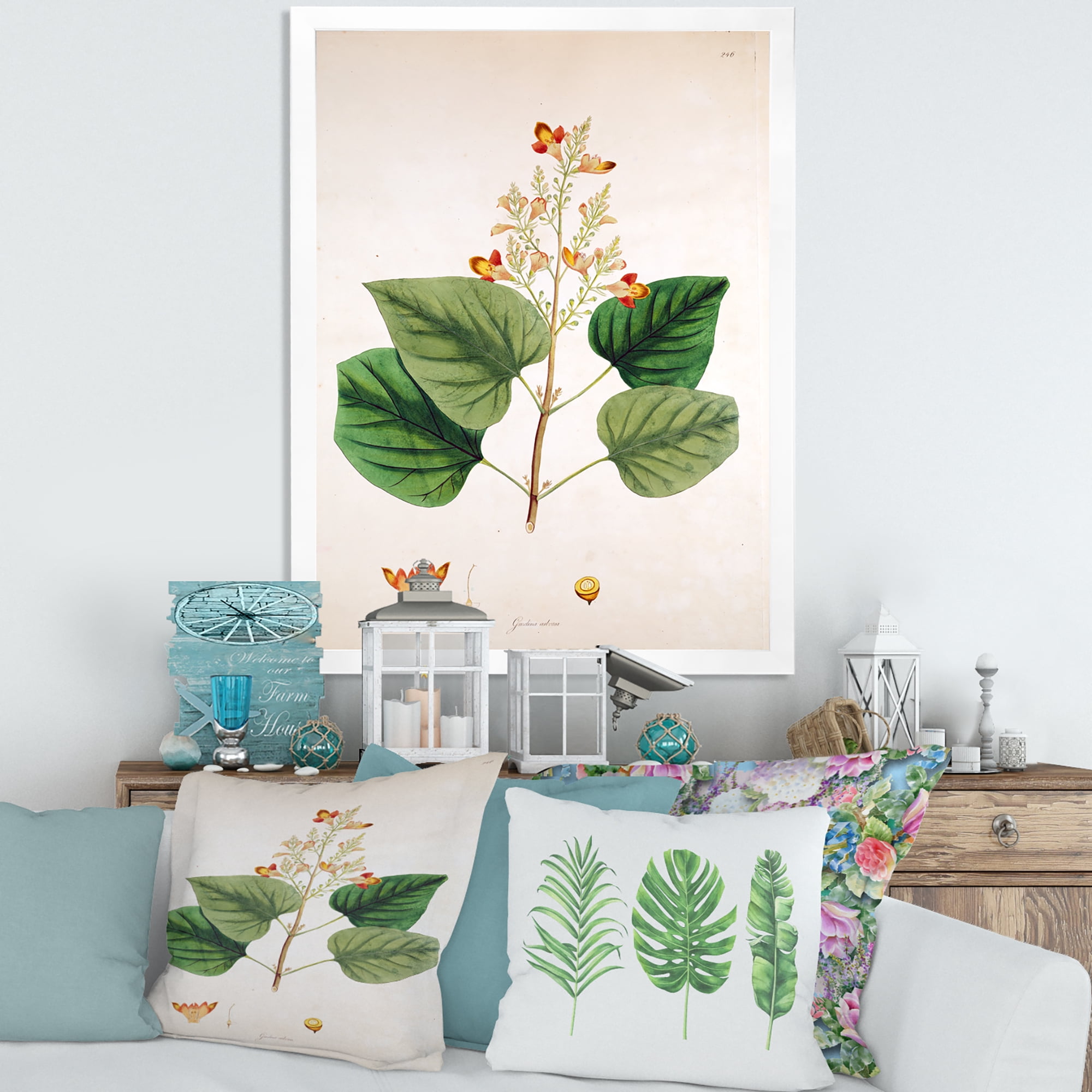 Designart 'Ancient London Plants XII' Farmhouse Framed Art Print