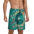 thumbnail image 2 of Kdxio Around The Planet Print Mens Sleep Shorts Bottoms Soft Comfy Pajama Wear Pants with Drawstring Pockets, 2 of 7