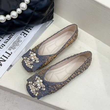 

Xiaoxiang Style Single-layer Shoes Women‘s 2024 Spring and Summer New Shallow Mutant Shoes Fairy Style Pearl Soft Bottom Shoes