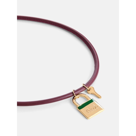 Free Assembly Women's Faux Leather Pendant Necklace, 18" 3" Extender