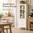 thumbnail image 2 of Small Pantry Cabinet with Glass Door and Drawers, SESSLIFE Small Kitchen Storage Cabinet with Adjustable Shelves, Farmhouse Coffee Bar Cabinet for Small Spaces, Green, 2 of 10