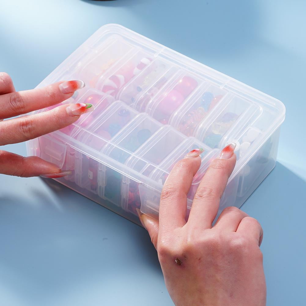 ELEMENT 115 Lot De 25 Petites Boîtes De Rangement En Plastique Avec 8 Séparateurs De Grille 6,2 X 13,2 X 246,4 Cm Pour Perles, Boîte à Pêche, Hameçons, Boutons, Bijoux Taille De