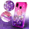 thumbnail image 2 of SOGA Cover Compatible for Samsung Galaxy A20 Case, Galaxy A30 Case, Galaxy A50 Case, Liquid Floating Quicksand Case with Diamond Ring Stand for Magnetic Car Mount - Purple on Pink, 2 of 5