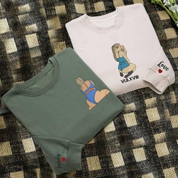 Custom Embroidered Spicy Portrait Sweatshirt Couples Gifts Anniversary Gift Ideas Valentine's Day Gifts for Boyfriend Husband