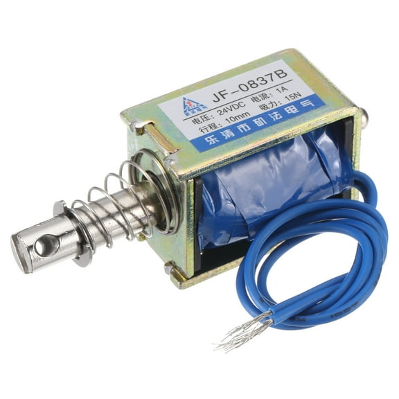 DC 24V 1A Solenoid Electromagnet Push Pull Type 15N 10mm Solenoid Actuator Open Frame Linear Motion JF-0837B