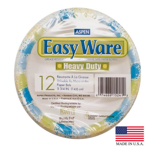 Aspen Products 152415 PE 12 oz White Easy Ware Coated Paper Bowl Case of 288