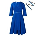 thumbnail image 3 of Women's Stylish V-Neck Pleated Dress Workwear Dresses Formal Business Work Dress, 3 of 8