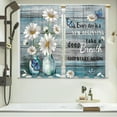 thumbnail image 6 of Farmhouse Wooden Daisy Kitchen Curtains Blue Teal Flower Inspirational Wood Floral Bathroom Curtains Window Treatment Drapes Tier Plank Cafe Small Bedroom Short Door Curtains 27.5x39 Inch, 6 of 6