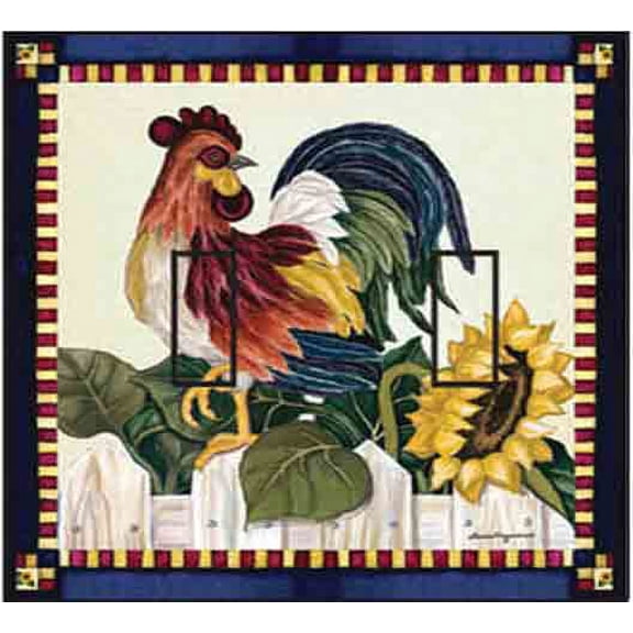 Roosters Double Toggle SwitchStix Peel and Stick Art Deco Switch Plate Cover Applique Washable Heat/Steam/Water-Resistant - 1 unit