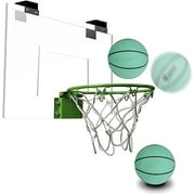Mini Indoor Basketball Hoop Glow in The Dark,Mini Basketball Hoop Set for Door & Wall,Include Complete Accessories,LED Kids Mini Basketball Hoop & Ball