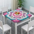 thumbnail image 3 of Pink Blue Tie Dye Mandala Square Fitted Tablecloth with Elastic Edge,Square Table Cover,Washable Elastic Table Cover for Home Kitchen Party Decor 34"x34", 3 of 6