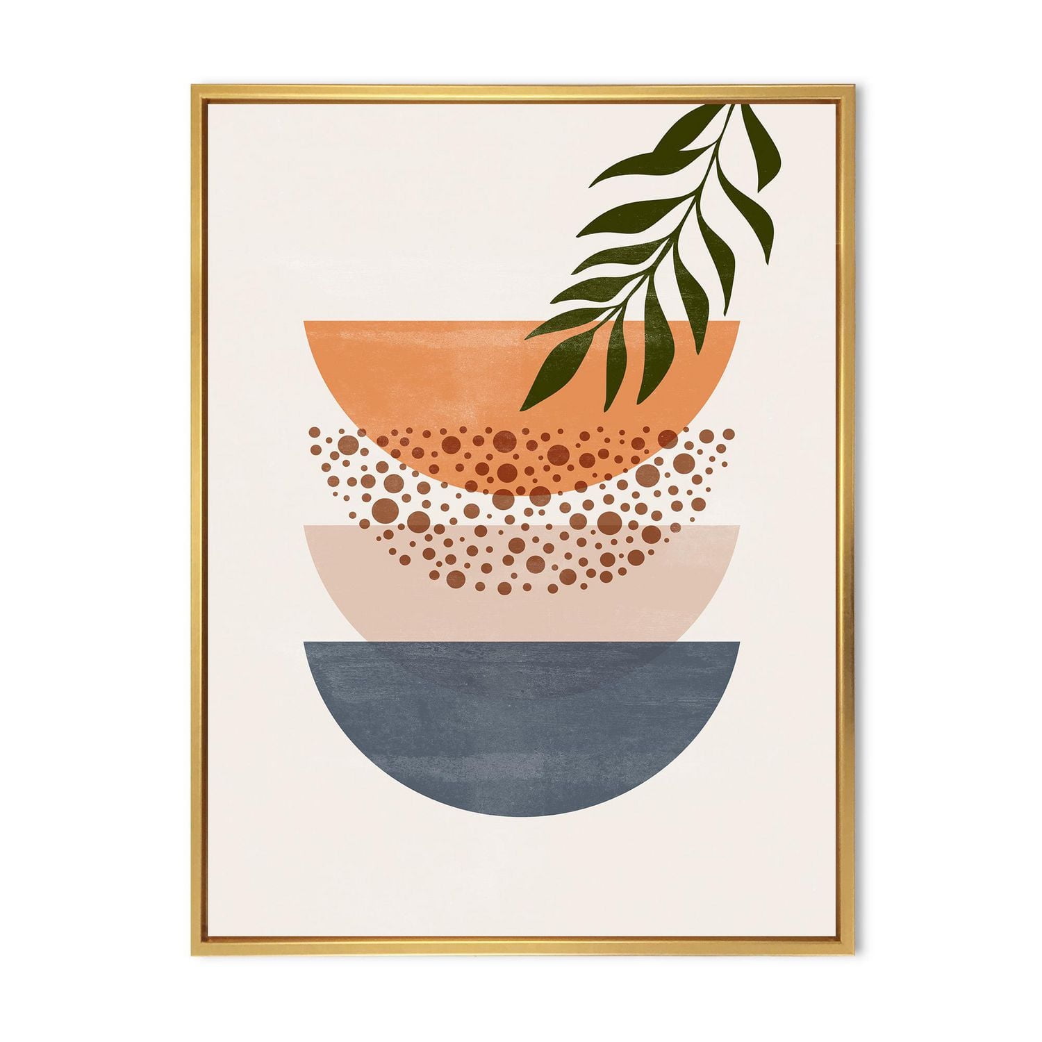 Designart Abstract Geometrical Sun and Moon With Leaf III FLOAT FRAME WALL ART