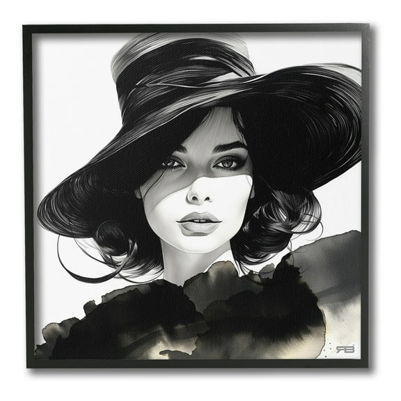 Stupell Industries Stylish Fashionista Gaze Beauty & Fashion Painting Black Framed Art Print Wall Art, 12 x 12