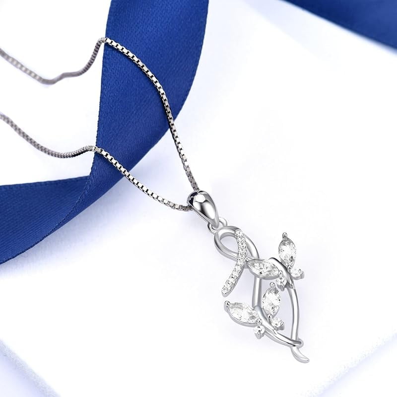 SISGEM Anniversary Jewelry Gifts for Her, 925 Sterling Silver Infinity Butterfly Pendant Necklace with Birthstone Crystal from Austria, Birthday Christmas Jewelry for Women 18 Inches (Gift Box)