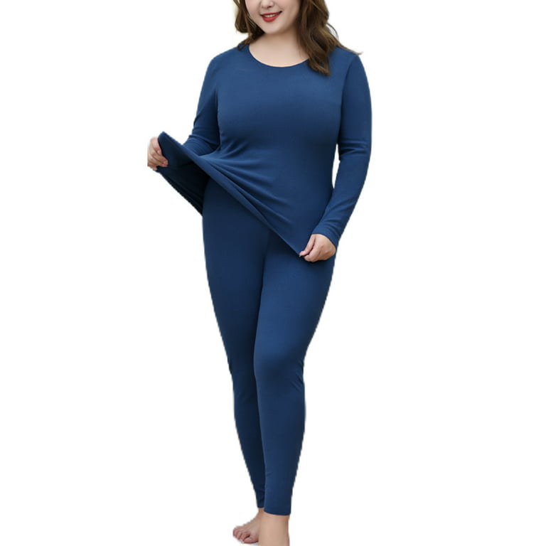 Capreze Plus Size Long Johns Set Thermal Underwear for Women Base