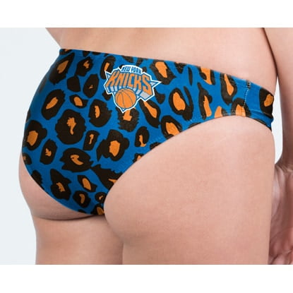 Miss Fanatic New York Knicks Women's Leopard Print Bikini Bottoms - Royal Blue/Orange
