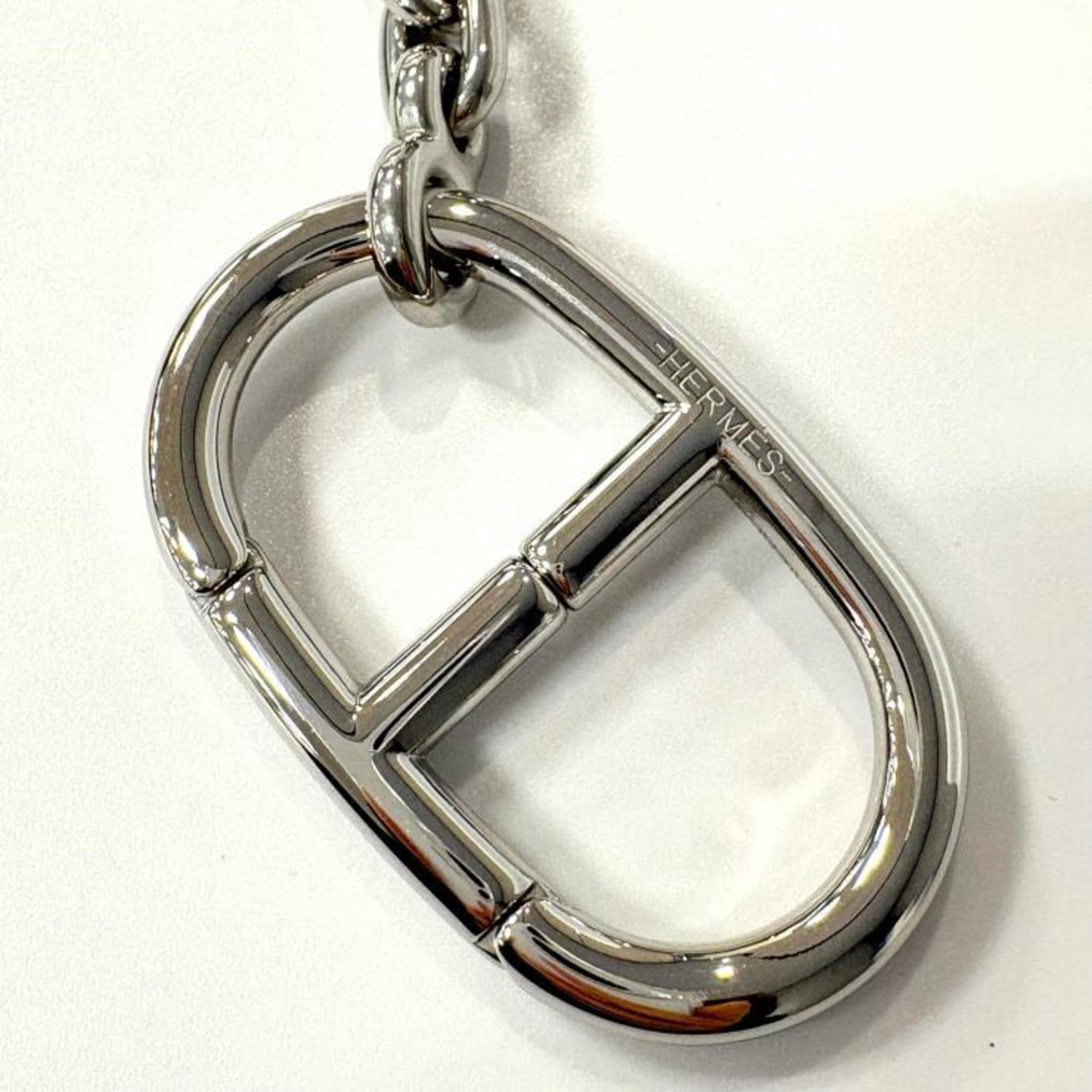 Pre-Owned HERMES Chaine d'Ancre Silver Key Ring with Rhodium Charm