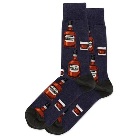 Hot Sox Mens Bourbon Crew Socks, Mens Shoe Size 6-12.5, Denim