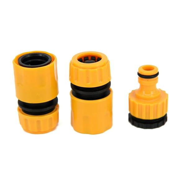 Dreamhall 1/2" Garden Hose Connector, Set of 3 Garden Hose Quick Connect Fittings, Male and Female Quick Release Garden Hose Connector Yellow