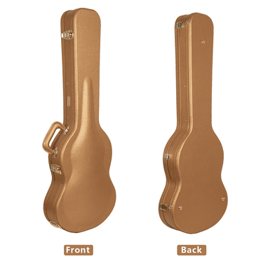 Crossrock Designer Series- Wooden Case for Gibson SG Electric Guitars- Security Lock, Metal Feet, Storage Space- Luxury Gold