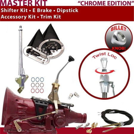 American Shifter C4 Shifter Kit Chrome 8 in. E Brake Cable Clevis Trim Kit Dipstick for F8041