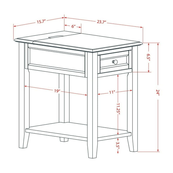 East West Furniture Denison 1-Drawer Asian Wood Nightstand in Urban Gray